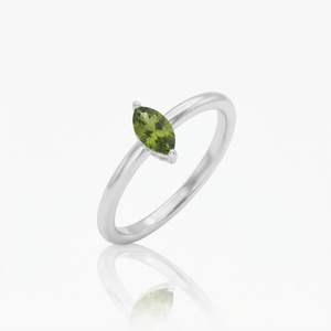 Rhaya Jewels Women's Sterling Silver 925 Rhodium Plated Prong Set <b>Peridot</b> Marquise Cut Gemstone Engagement Wedding Trendy <b>Ring</b> - Product Image 2