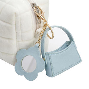 Porte-clés miroir en cuir PU personnalisé multicolore avec mini sac et sangle pour accessoires de mode pour filles - Product Image 5