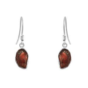 Handmade Rough <b>Garnet</b> Dangle <b>Earrings</b> Natural Red Gemstone Sterling Silver - Product Image 6