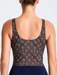 Women Leopard Print Scoop Neck <b>Tank</b> <b>Top</b> Breathable Spandex Polyester Crop <b>Top</b> Fashion Sport Wear - Product Image 2