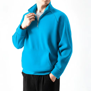 Sudadera de Forro Polar para Hombre, Color Marrón, Cierre de Cremallera de un Cuarto, Corte Regular, Cuello Alto, Estilo Casual para Otoño, Sudadera de Alta Calidad - Product Image 4