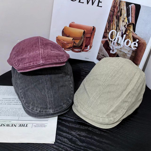 Casquette plate en lin légère et fine, protection solaire, style Ivy, directement de l'usine, avec logo personnalisé OEM, casquette plate d'été en coton respirant, style Cabbie - Product Image 6