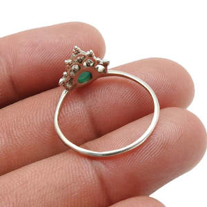 Natural Green Onyx Art Deco Band <b>Statement</b> Crown <b>Ring</b> Crafted From Solid 925 Sterling <b>Silver</b> Women Engagement <b>Ring</b> In Boho Style - Product Image 3