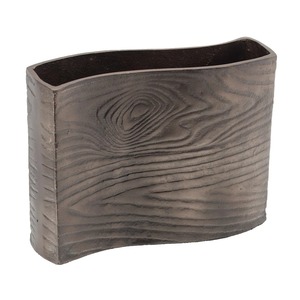 Jarrón de Metal Rústico para Mesa, Hecho a Mano con Diseño de Vetas de Madera, Decorativo para el Hogar, Macetero Artístico para Sala de Estar - Product Image 1