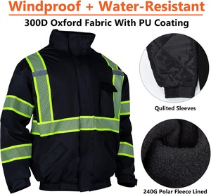 Custom Winter Safety Jacket Insulated <b>Hi</b> Vis Workwear Premium Manufacturer Bulk Production - Product Image 3