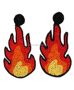 Pendientes de cuentas bohemios hechos a mano con forma de llama bordado declaración diseño colgante patrón de flores gota India regalo Bohemia imitación - Product Image 2