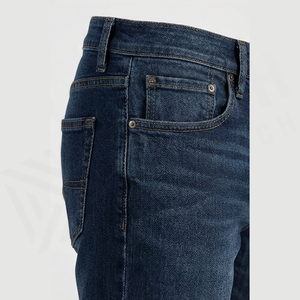Jean en denim coupe droite délavé foncé pour homme, taille haute, coupe classique, en coton, style décontracté, pantalon d'automne - Product Image 5