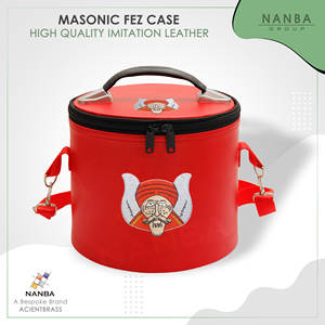 Red Embroidered Zipper Closure Handled Eco-Friendly <b>Large</b> Capacity Gruto Fez Case <b>Hat</b> Storage <b>Box</b> | Freemasonry - Product Image 3