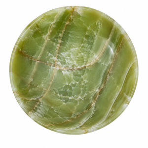 Bol à fruits en marbre onyx vert, poli, en pierre massif, taille personnalisée pour la décoration de table et le service des aliments - Product Image 4