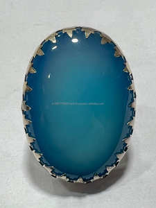 Bague en argent sterling 925, pierre précieuse naturelle calcédoine bleue d'excellente qualité, cadeau de calcédoine bleue elle - Product Image 2