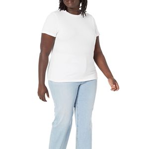 New Design <b>Women's</b> <b>White</b> Crew Neck T-<b>Shirt</b> <b>Short</b> <b>Sleeve</b> Regular Fit Casual 100% Cotton Jersey Breathable Solid Color All Seasons - Product Image 1