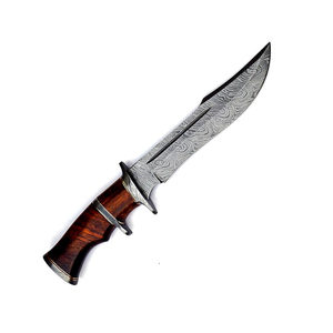 Couteau en acier Damas avec manche en bois, lame à pointe tombante, bord biseauté, épaisseur 0,7 mm, qualité DIY - Product Image 6