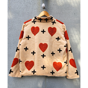 Heart Embroidered Breathable Eco-Friendly Woven Velvet Reversible Autumn Winter <b>Coat</b> for <b>Women</b> Boho Casual Gift Her Lightweight - Product Image 6