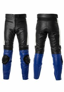 Pantalon en cuir pour moto bleu et noir – Style sport racing - Product Image 1