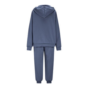 Conjunto de sudadera con capucha azul y pantalones deportivos para mujer, ropa informal de punto de manga larga para otoño - Product Image 4