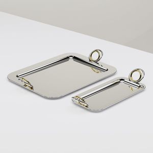 Designer <b>Round</b> Gold <b>Tray</b> with Open Cutwork Border, Luxury Metal Serving Platter for Dining <b>Table</b> and Centerpiece - Product Image 3