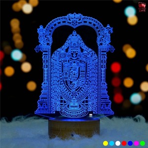 Lampe LED 3D Illusion Tirupati Balaji en Acrylique, Veilleuse Religieuse, Décoration d'Intérieur, Lampe de Table pour Temple et Salle de Prière - Vente en Gros - Product Image 4