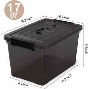 17 Qt Plastic <b>Storage</b> Bins with Latching Lids 5 Pack Large Stackable <b>Storage</b> <b>Containers</b> Garage Organizing <b>Storage</b> Box - Product Image 3