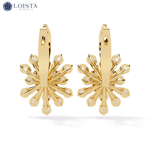 Pendientes de Diamantes Cultivados en Laboratorio, Oro Sólido de 18K, 14K, 9K, con Diamantes Cultivados en Laboratorio, Pendientes de Aro con Forma de Trébol de Cuatro Hojas Originales, con Certificado GRA - Product Image 4