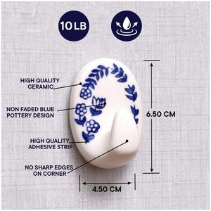 Bulk <b>Self</b> <b>Adhesive</b> Floral Wall <b>Hooks</b> Ceramic Wall Hanging Utility Stick On Hangers Waterproof Home Bathroom Kitchen Organizer - Product Image 5