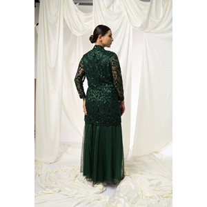 Wholesale Luxury Women <b>Sequin</b> Embroidery | Evening Gown with <b>Jacket</b> and Pant Set | Elegant Wedding Party Formal Wear India Maker - Product Image 2