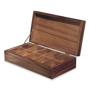 Caja de Madera Hecha a Mano para Té, Organizador de Té de Madera Natural con Compartimentos Divididos para Bolsitas de Té y Almacenamiento en la Cocina - Product Image 1