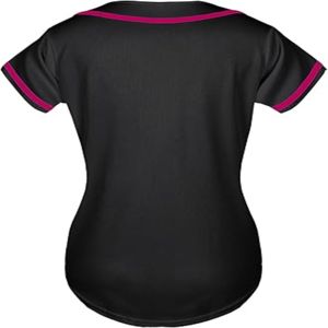 Uniforme de baseball pour femmes, toucher doux, 100% polyester, antibactérien, impression sublimée, col en V, manches courtes, nom d'équipe personnalisé, tout - Product Image 5