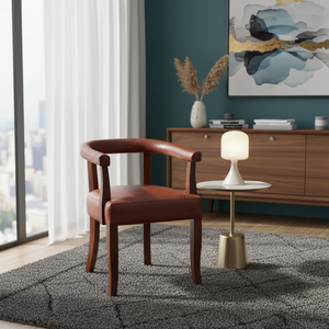 Chaise de salle à manger de luxe en bois massif et cuir véritable, chaise d'appoint haut de gamme pour restaurant, café, hôtel, mobilier de maison - Product Image 6