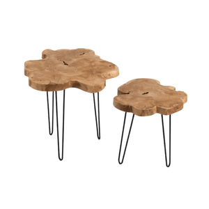 ARTERRA Luxury Teak Slice Modern <b>Nesting</b> Coffee <b>Table</b> <b>Metal</b> Hairpin Legs Eco-Friendly Decorative Handmade Durable Home Furniture - Product Image 2