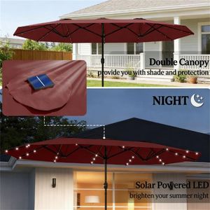 Ombrellone Solare da Giardino Rosso Vino con Base, Ombrellone da Esterno per Cortile - Product Image 4