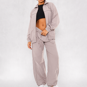 Conjunto Deportivo para Mujer, Tallas Grandes, Ecológico, Ligero, Transpirable, Estampado, Cortavientos, Color Sólido, Manga Larga, Cuello Alto, Malla - Product Image 4