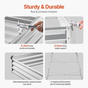 Fioriera Grande da Esterno in Metallo Zincato 12 x 4 x 1 piedi, Vaso Rialzato per Giardino con Fondo Aperto, per Fiori e Piante - Product Image 6