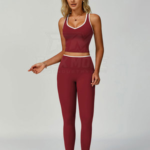 Conjunto de Yoga para Mujer, Estilo Deportivo, 2 Piezas, Transpirable, de Secado Rápido, Tejido Elástico Ecológico, Alta Calidad, MOQ Bajo - Product Image 4