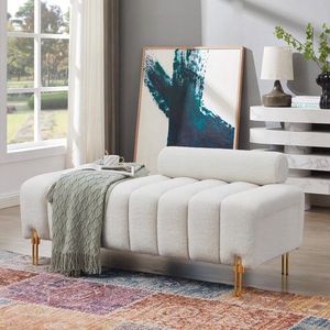 Nuovo Design Pouf Contenitore con Scomparto di Stoccaggio in Velluto Teddy con Struttura in Legno Massello e Piedini in Metallo per Soggiorno - Product Image 2