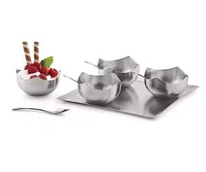 Stylish Cafe Tableware Stainless Steel Ice Cream <b>Bowl</b> With Spoon Metal Dessert Dish - Product Image 5