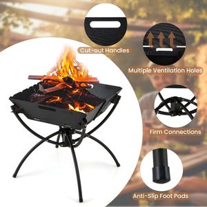 Barbecues de camping 3-en-1 en acier inoxydable avec sac de transport et gants pour la cuisson au feu de camp - Product Image 4