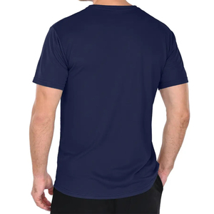 T-shirt pour homme, bleu marine, manches courtes, col rond, coupe classique, décontracté, couleur unie, respirant - Product Image 2