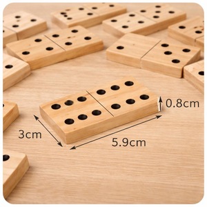 Juego de Dominó Doble Seis de Madera de Colores ILAHI, 28 Piezas, Ecológico, Tallado y Grabado, Diseño Antiguo, Caja Rectangular Alta de Madera - Product Image 5