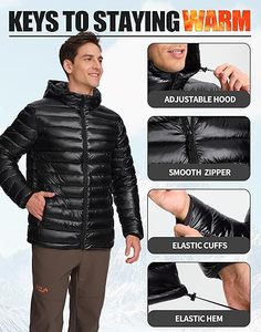 <b>Men's</b> Lightweight Packable Puffer Jacket Waterproof Winter Hood Jacket Custom Packable Quilted Puffer Jacket With Storage <b>Pouch</b> - Product Image 3