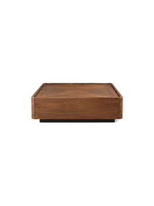 Table basse moderne en noyer avec rangement, design minimaliste, meubles de salon, finition bois brun foncé - Product Image 1