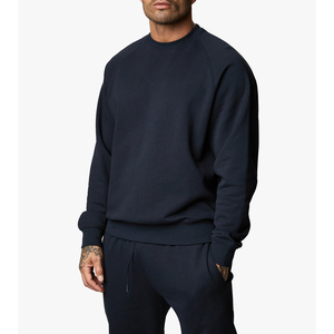 Men's Black Crew Neck Sweatshirt <b>Set</b> With Red Yourbrand Print Casual Autumn Wear 100% Cotton French Terry Fabric - Product Image 2