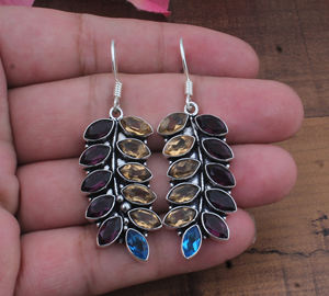 <b>Garnet</b> Citrine Drop <b>Earrings</b> Silver Plated 925 Sterling Silver Luxury Water Drop Shape Daily Wear Party Jewelry Wholesale - Product Image 5