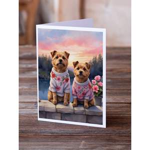 Lunatique Norfolk Terrier Deux Coeurs A7 Cartes De Voeux Pack de 8 Cartes De Note Vierges avec Enveloppes Taille 5x7 - Product Image 2