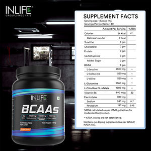 INLIFE Suplemento de BCAA en Polvo, Glutamina, Citrulina Malato, Vitamina B6, Electrolitos, Suplemento Deportivo 450g, para Huesos y Articulaciones de Adultos - Product Image 5