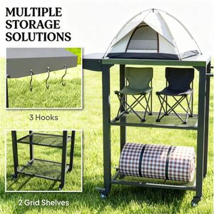 Carrello Barbecue da Esterno con Griglia e Ripiano Portaoggetti - Prodotto per Isole e Carrelli da Cucina - Product Image 4