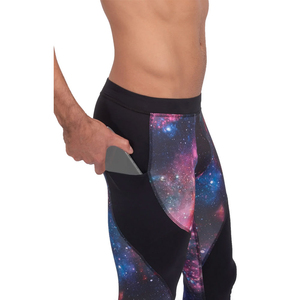 Leggings de compression pleine longueur pour hommes, imprimé galaxie, spandex, polyester, taille élastique - Product Image 3