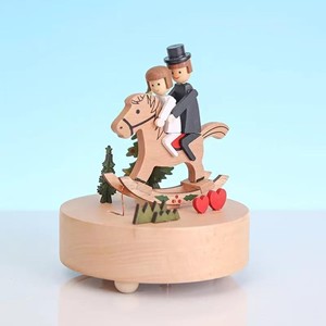 Aqdus Saleem Pine Wood Handcrafted <b>Carousel</b> <b>Horse</b> Music Box-Eco-friendly Durable Rustic Wooden Figurine for Tabletop Wholesale - Product Image 5