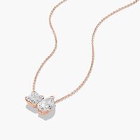 Collar con Colgante de Compromiso de Oro de 14K con Diamante Cultivado en Laboratorio Toi Et Moi, Corte Asscher en Forma de Pera, Color Blanco D, Certificado IGI, Chapado en Rodio