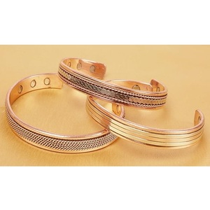Adjustable Copper Magnetic Therapy Bangle Twisted <b>Rope</b> & Parallel Line Inlay Bio-Energy Healing Open Wristband Bangle - Product Image 3