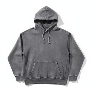 Manufacturer Wholesales High-quality Customized logo Acid Washed Hooded Long Hooded Autumn Hoodies and Men's Streetwear - Product Image 1